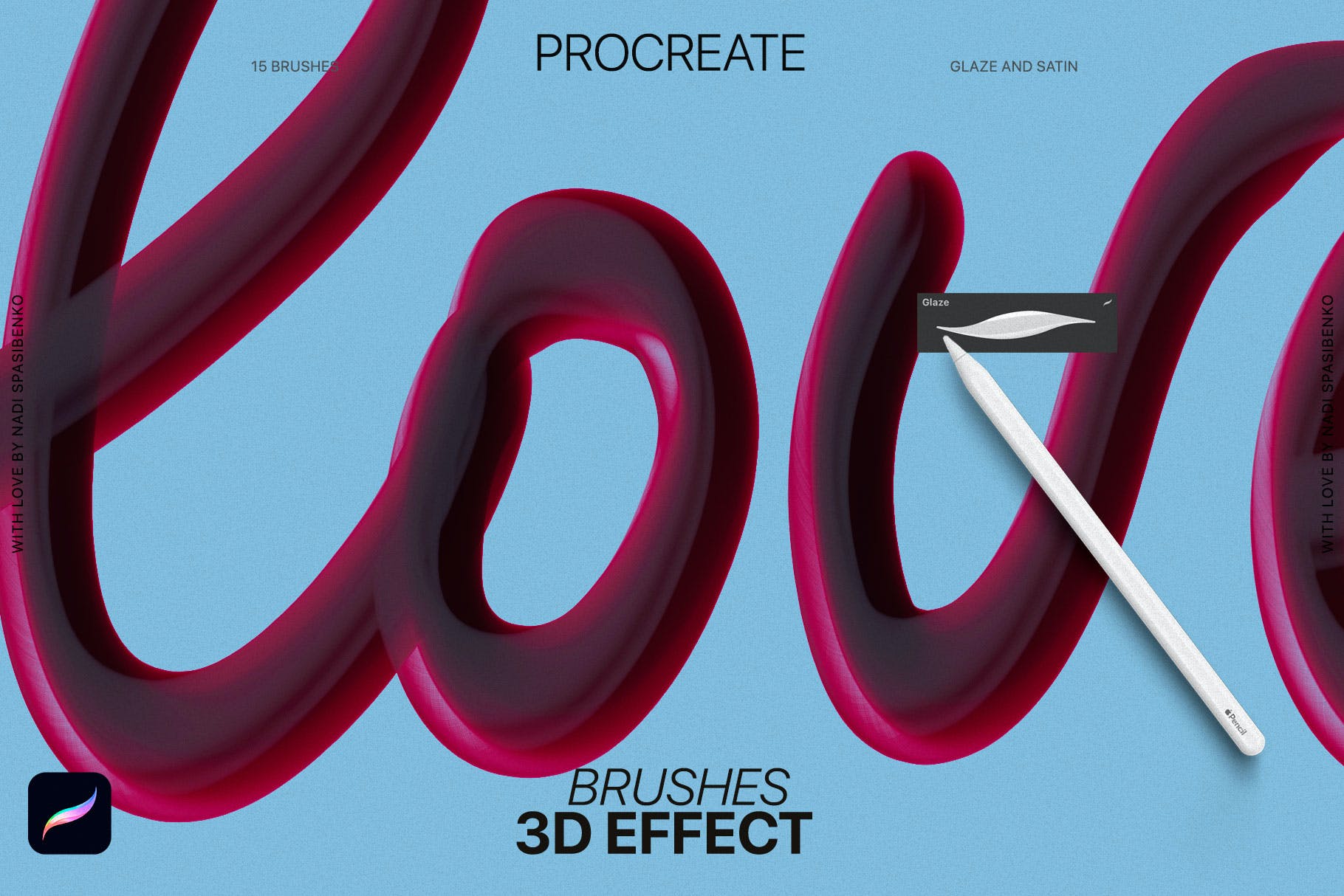3D效果Procreate画笔 3D effect Procreate Brushes 笔刷资源 第4张