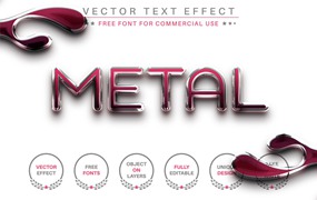 粉红金属矢量文字效果字体样式 Pink Metal – Editable Text Effect, Font Style