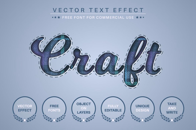 牛仔裤格纹矢量文字效果字体样式 Jeans Tartan – Editable Text Effect, Font Style 插件预设 第3张