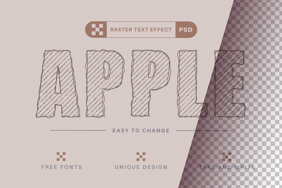 铅笔素描文字效果字体样式 Pencil Sketch – Editable Text Effect, Font Style 插件预设 第3张