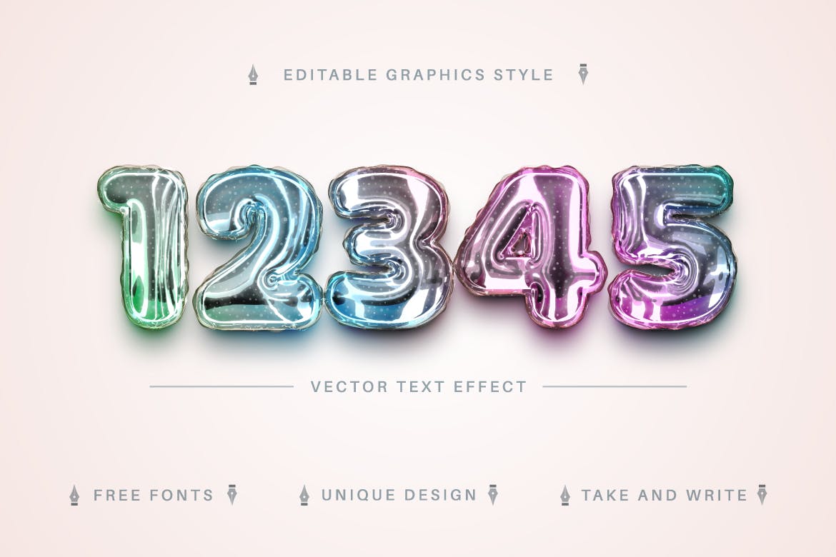 全息气球矢量文字效果字体样式 Bubble Holo – Editable Text Effect, Font Style 插件预设 第2张
