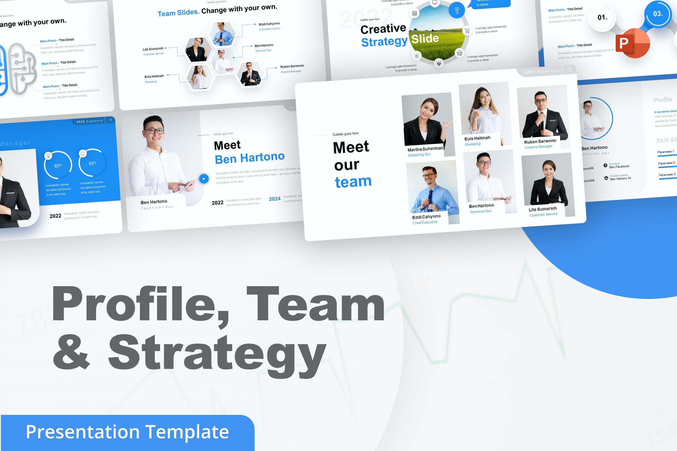 简介/团队和战略PPT创意模板 Profile, Team & Strategy PowerPoint Template 幻灯图表 第1张