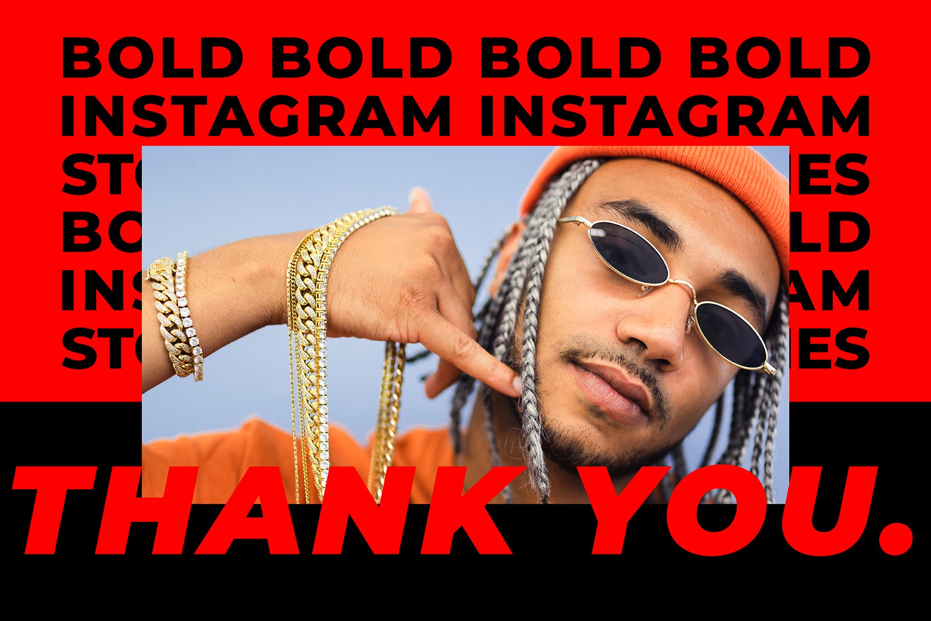 BOLD-潮流嘻哈复古高级Instagram竖屏错版大文字故事动画设计PSD模板 设计素材 第3张