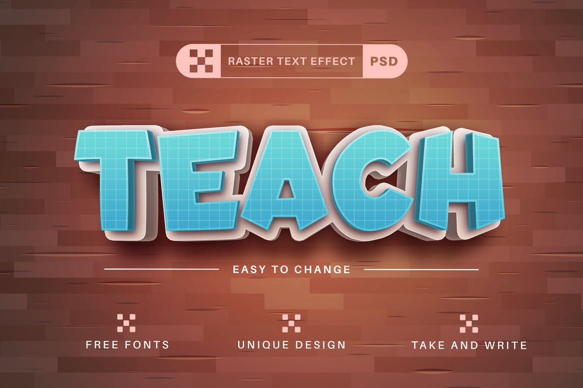 可爱3D学校文字效果字体样式 Cute School – Editable Text Effect, Font Style 插件预设 第5张