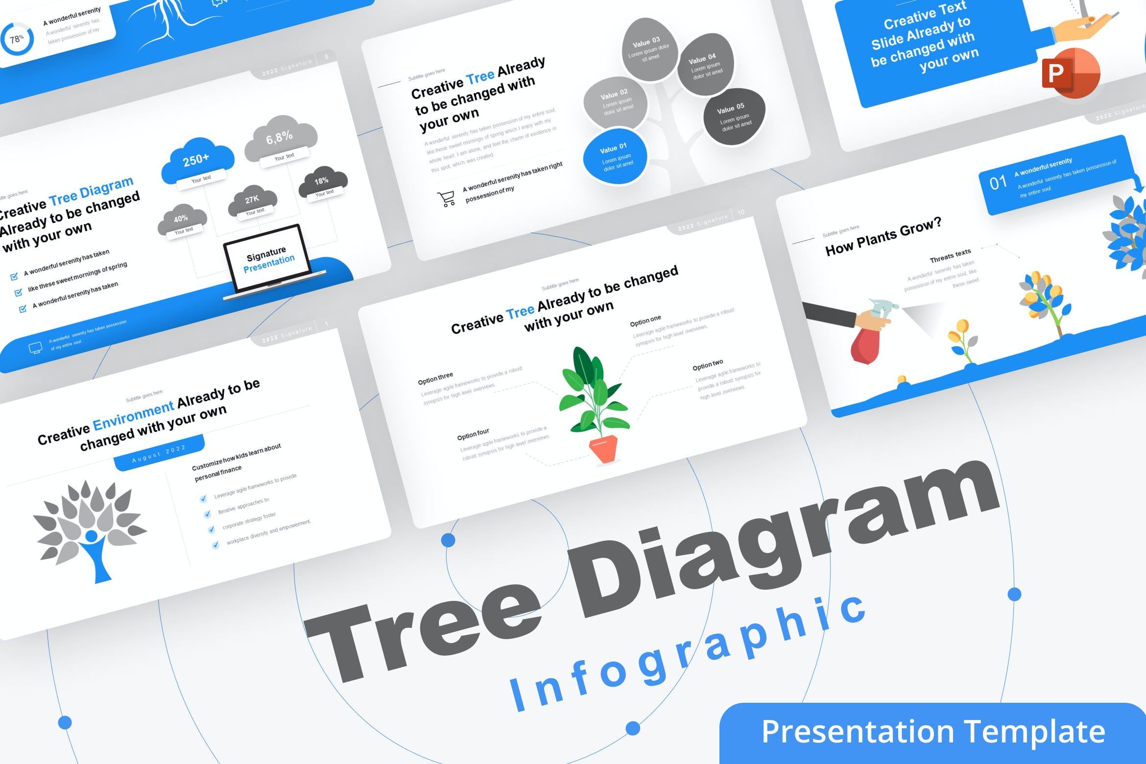 树形图PPT模板 Tree Diagram PowerPoint Template 幻灯图表 第1张