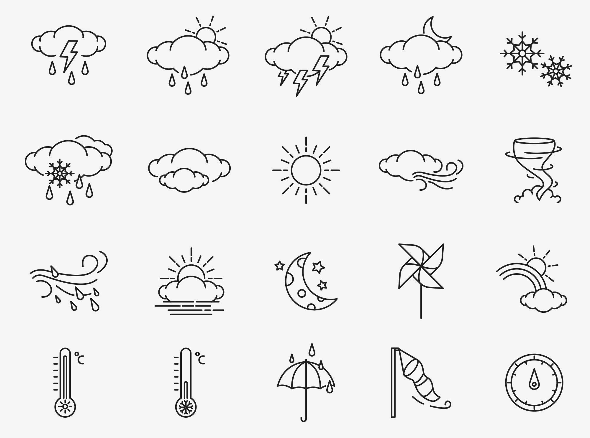 80个天气矢量图标 80 Weather Vector Icons 图标素材 第2张