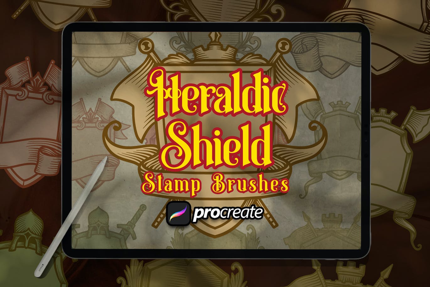 盾牌Procreate印章绘画笔刷素材 Heraldic Shield Stamp Brush Procreate 笔刷资源 第2张