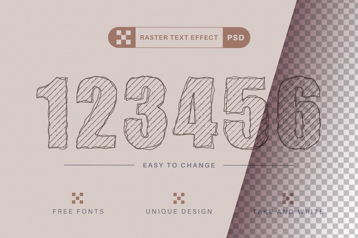 铅笔素描文字效果字体样式 Pencil Sketch – Editable Text Effect, Font Style 插件预设 第4张