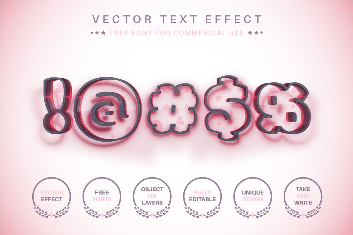 心形轮廓矢量文字效果字体样式 Heart Outline – Editable Text Effect, Font Style 插件预设 第3张