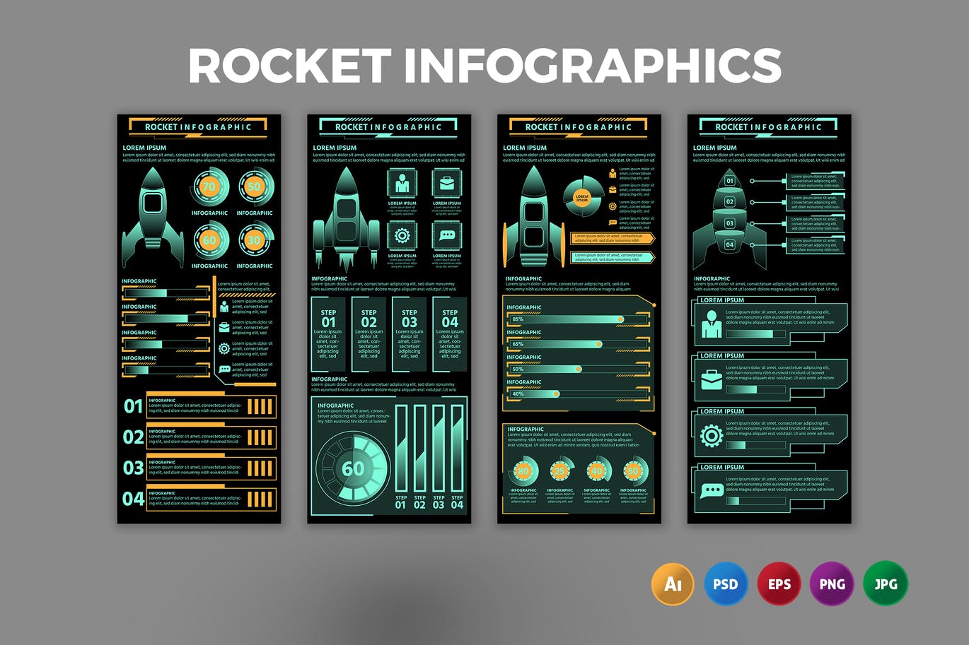 火箭科技数据信息图表设计模板 Rocket – Infographics Design 幻灯图表 第1张