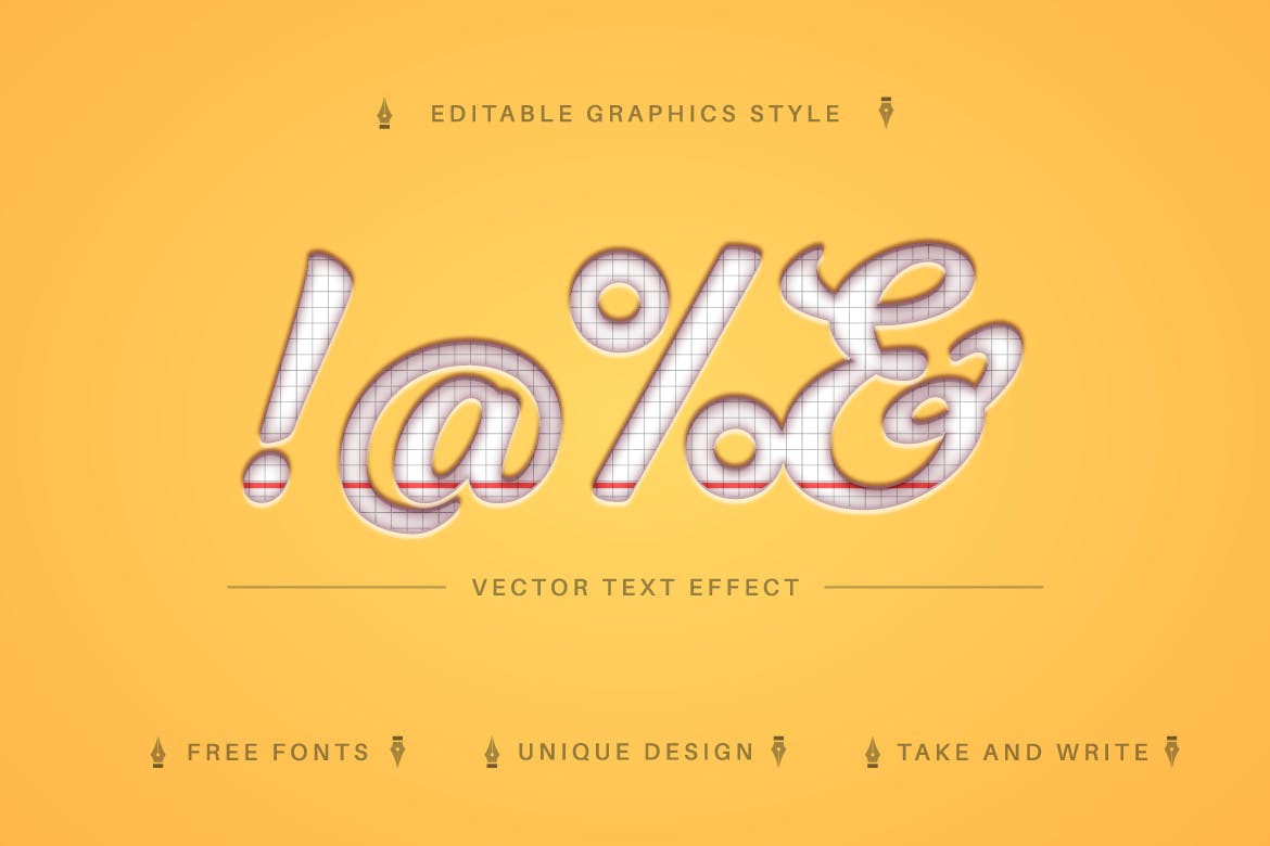白纸网格矢量文字效果字体样式 School Paper – Editable Text Effect, Font Style 插件预设 第3张
