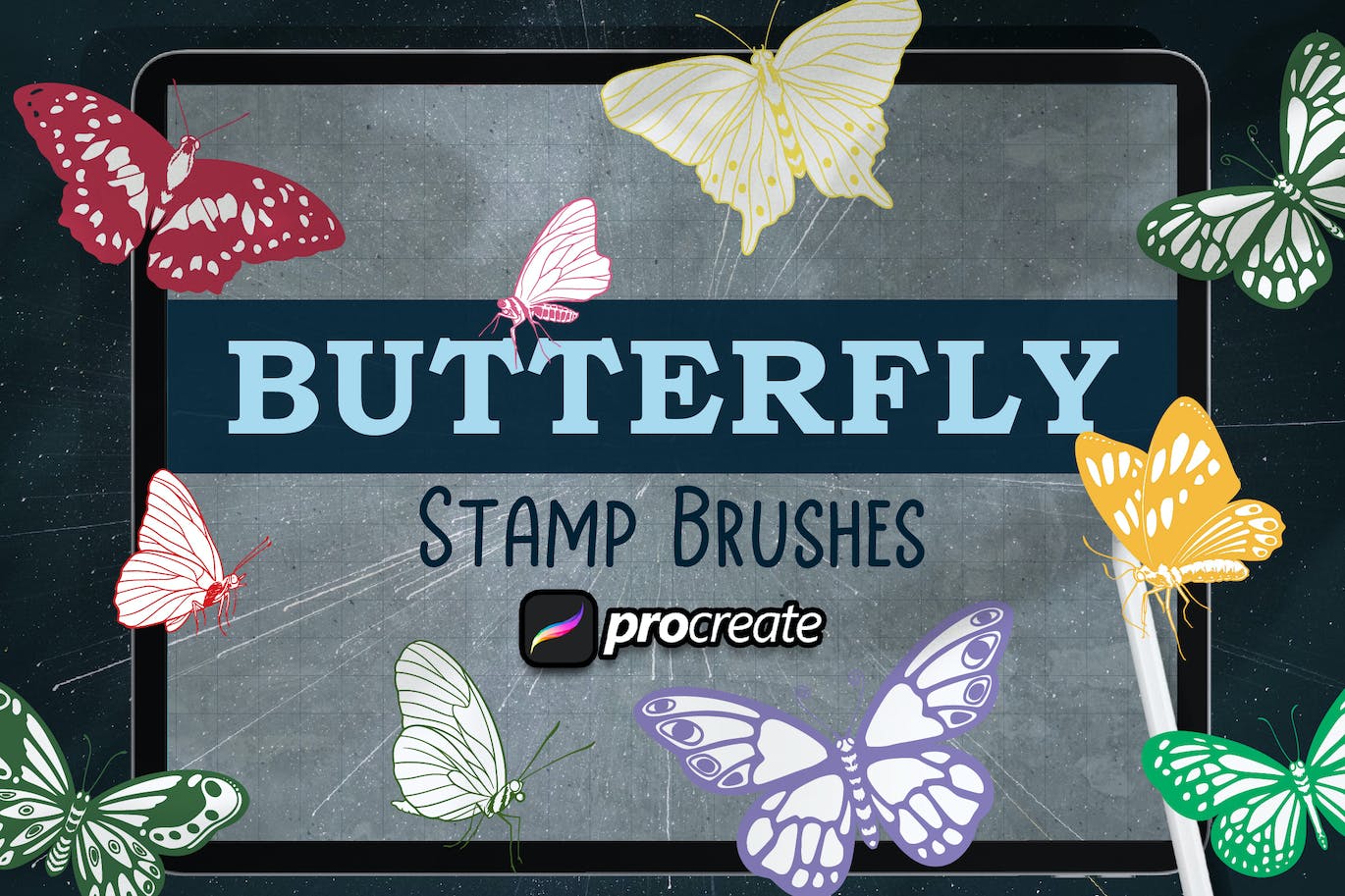 蝴蝶Procreate印章绘画笔刷素材 Butterfly Brush Stamp Procreate 笔刷资源 第2张