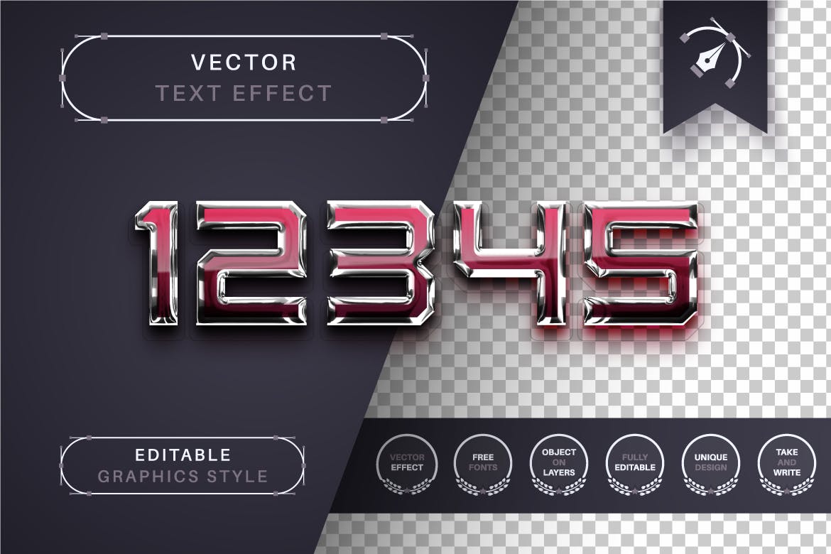 水晶不锈钢矢量文字效果字体样式 Reflect Steel – Editable Text Effect, Font Style 插件预设 第4张