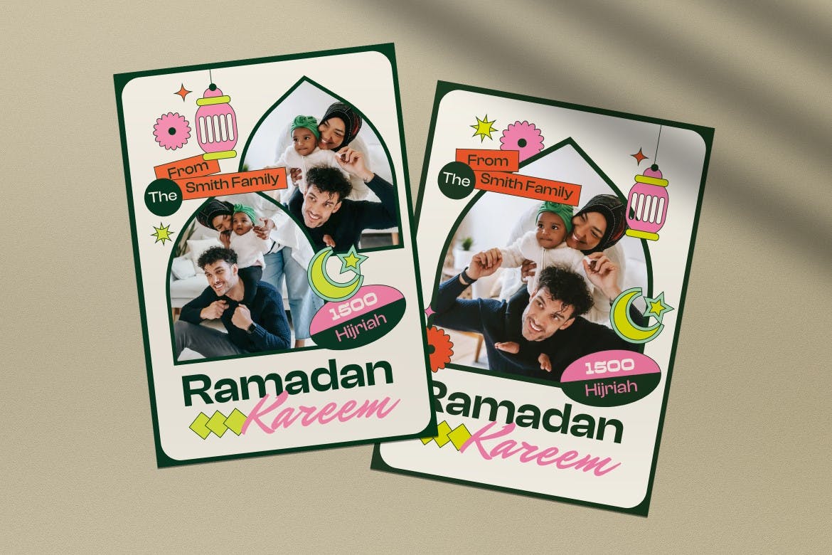 白色扁平设计斋月活动贺卡模板 White Flat Design Ramadan Greeting Card 设计素材 第3张