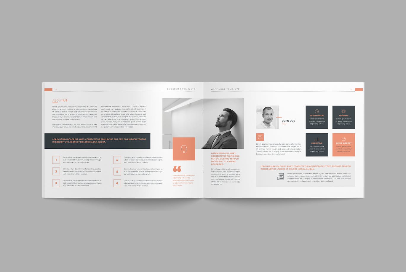公司简介横版杂志版式设计模板 Company Profile Landscape Brochure 幻灯图表 第7张