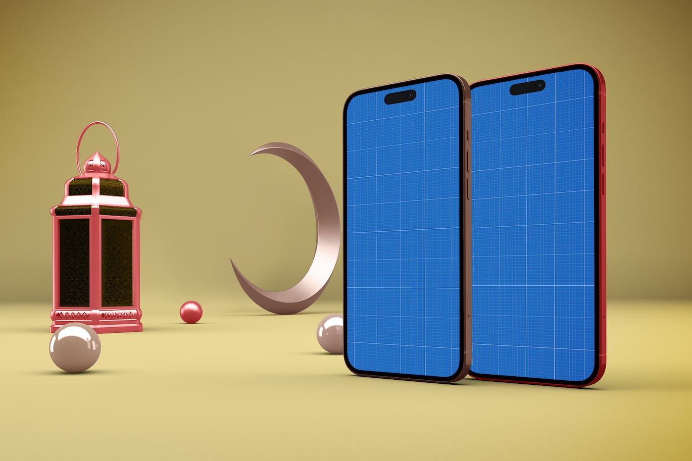 3D斋月元素iPhone 14 Pro手机样机 Ramadan iPhone 14 样机素材 第1张