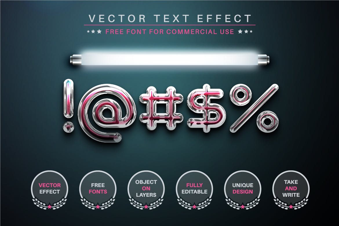 水晶灯管矢量文字效果字体样式 Super Light – Editable Text Effect, Font Style 插件预设 第6张