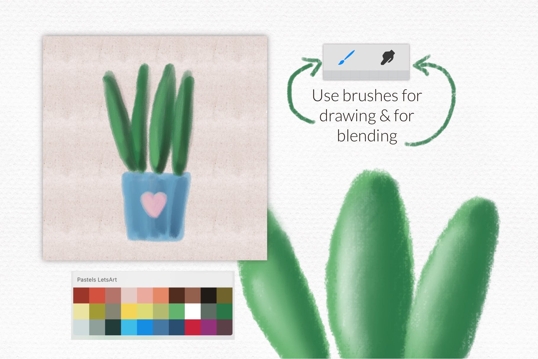 适用于iPad Procreate的蜡笔纹理笔刷 Pastels brushes for Procreate iPad 笔刷资源 第4张