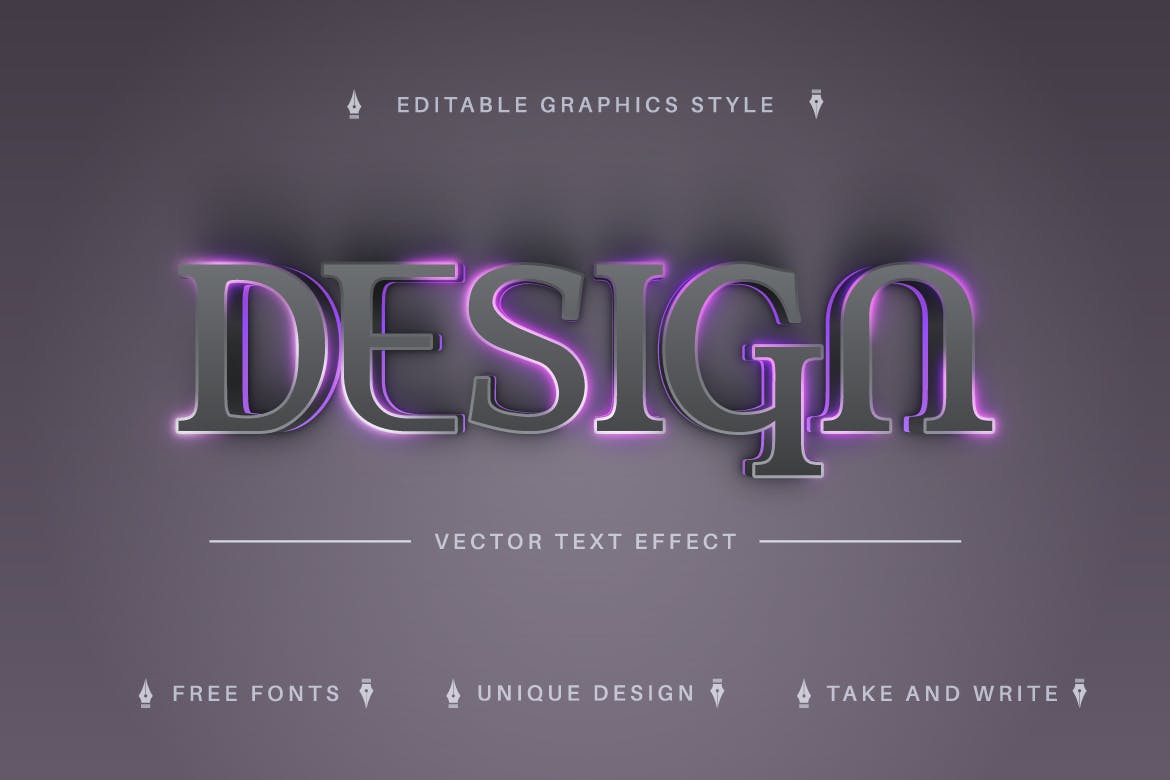 黑色发光矢量文字效果字体样式 Garland – Editable Text Effect, Font Style 插件预设 第3张