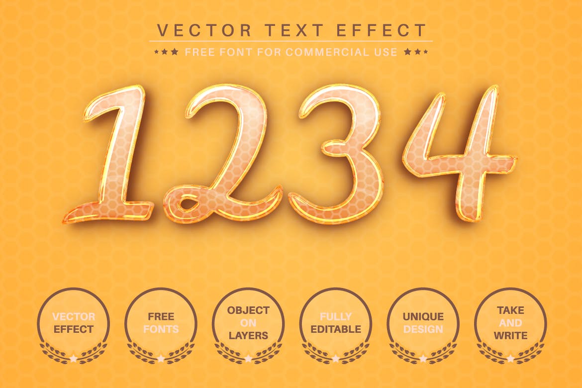 蜂蜜蜂窝矢量文字效果字体样式 Honey – Editable Text Effect, Font Style 插件预设 第5张