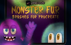 毛茸茸Procreate绘画笔刷素材 Dans Monster furry Brush Procreate