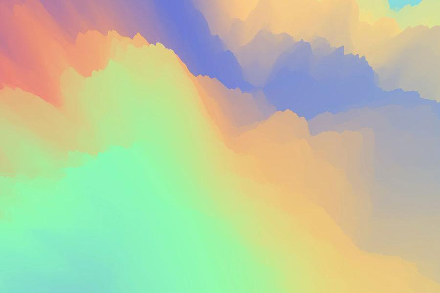 背景素材-彩虹色云彩山体渐变叠加剪影背景JPG素材 图片素材 第2张
