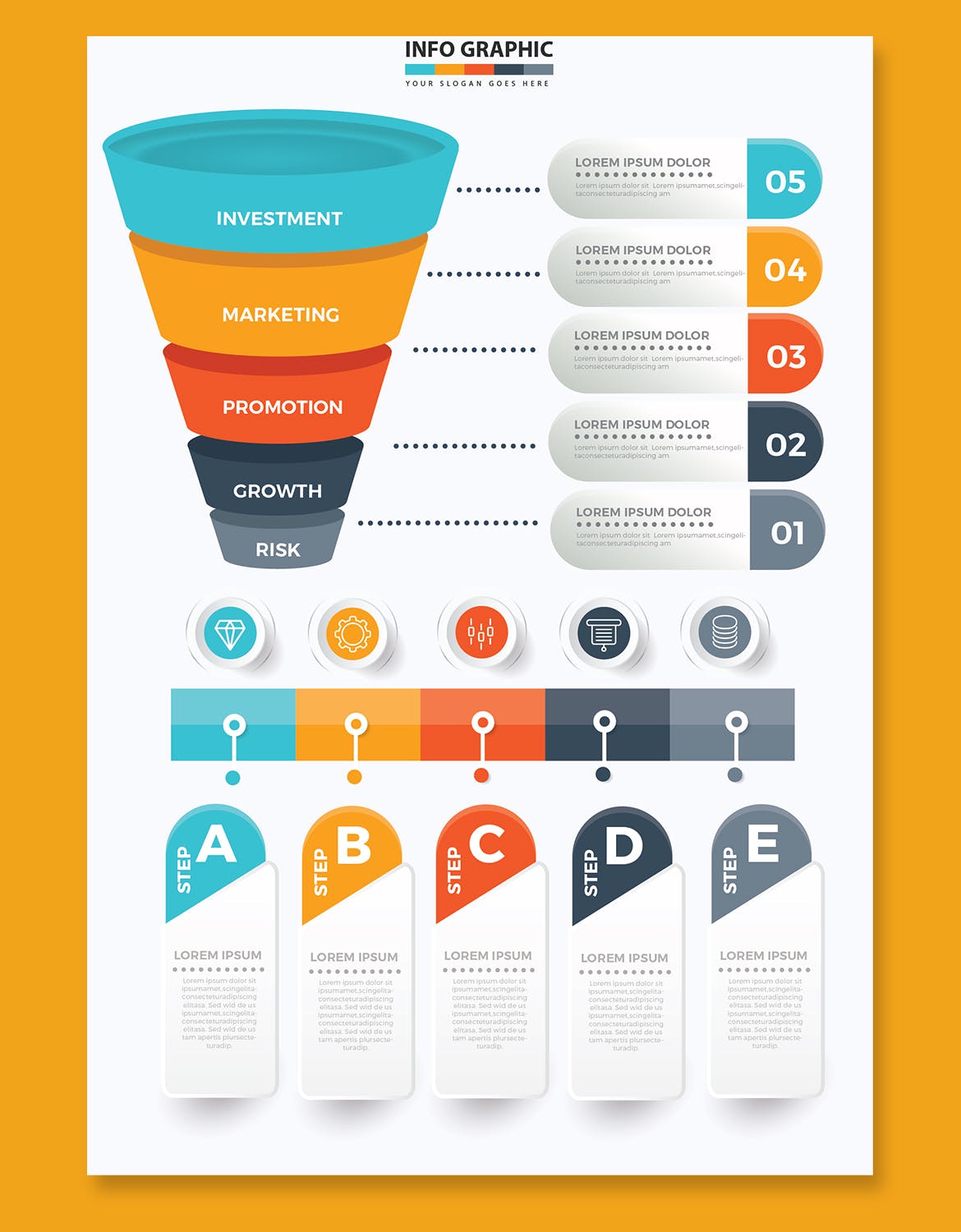 漏斗式信息图表设计素材 Funnel Infographic Design 幻灯图表 第3张