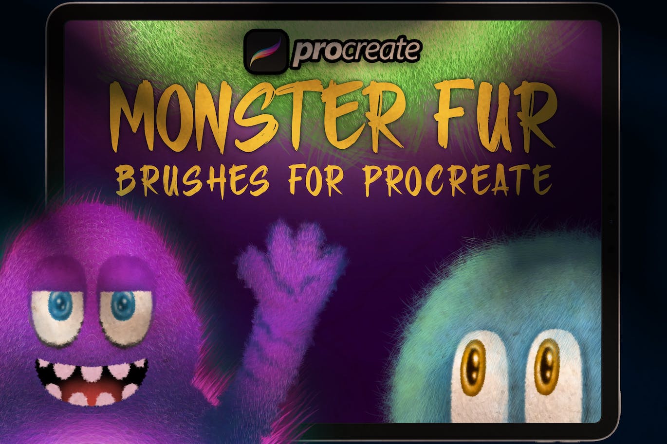 毛茸茸Procreate绘画笔刷素材 Dans Monster furry Brush Procreate 笔刷资源 第1张