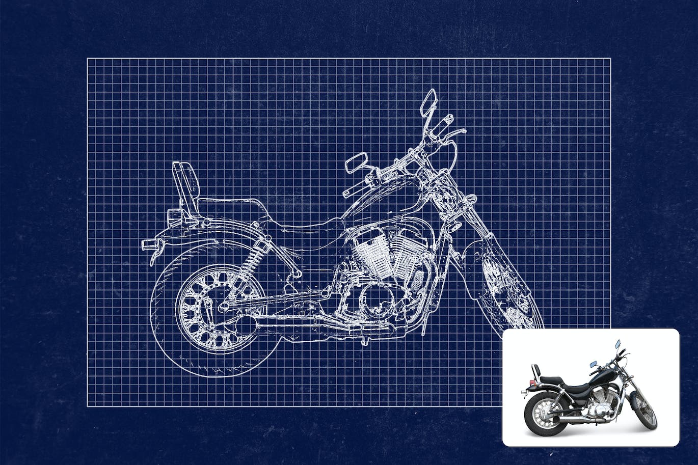 设计蓝图效果PS动作模板 Fake Blueprint Photoshop Action 插件预设 第6张