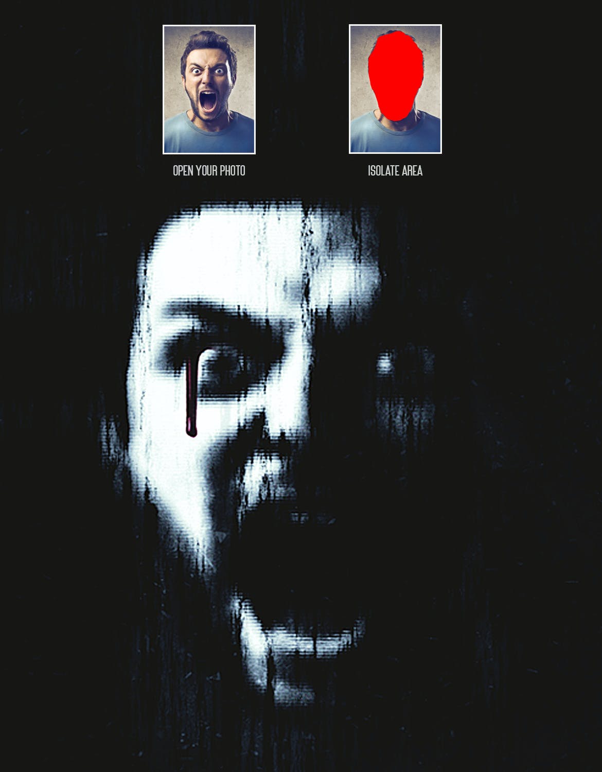 恐怖鬼脸照片处理效果PS动作模板 Ghost Face – Photoshop Action 插件预设 第3张