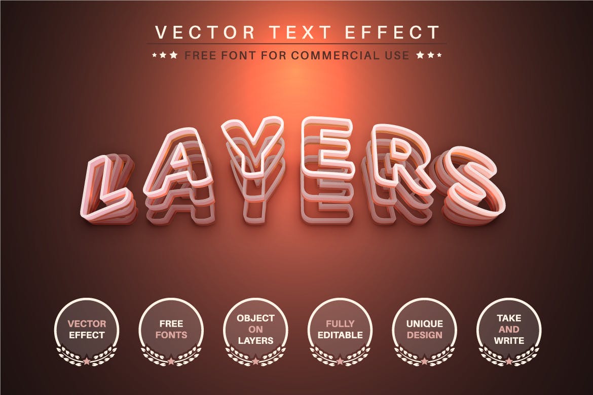 分层矢量文字效果字体样式 Vector Layers – Editable Text Effect, Font Style 插件预设 第2张