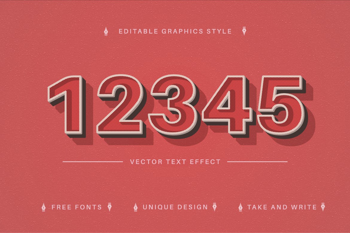 复古红色矢量文字效果字体样式 Red Retro – Editable Text Effect, Font Style 插件预设 第4张