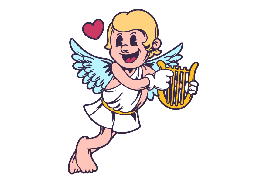 丘比特复古卡通插画集 Cupid Retro Cartoon Illustration Set 图片素材 第3张