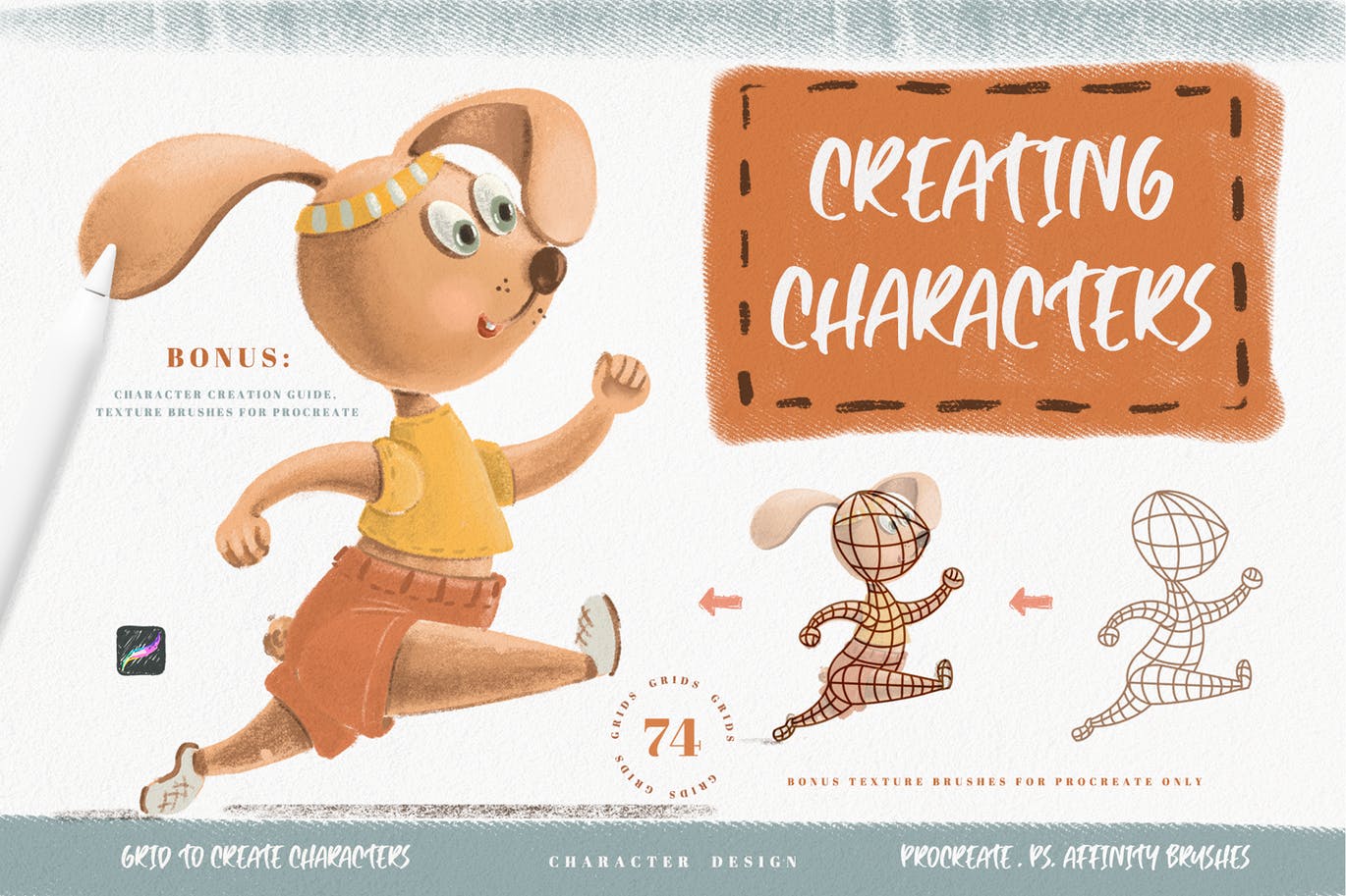 可爱角色Procreate网格笔刷 Procreate Grids for Creating Cute Characters 笔刷资源 第1张