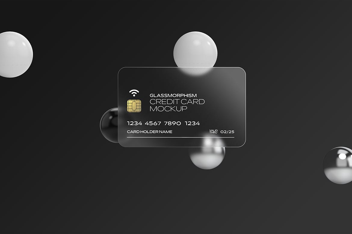 磨砂玻璃信用卡设计展示样机 Glass Effect Credit Card Mockups 样机素材 第2张