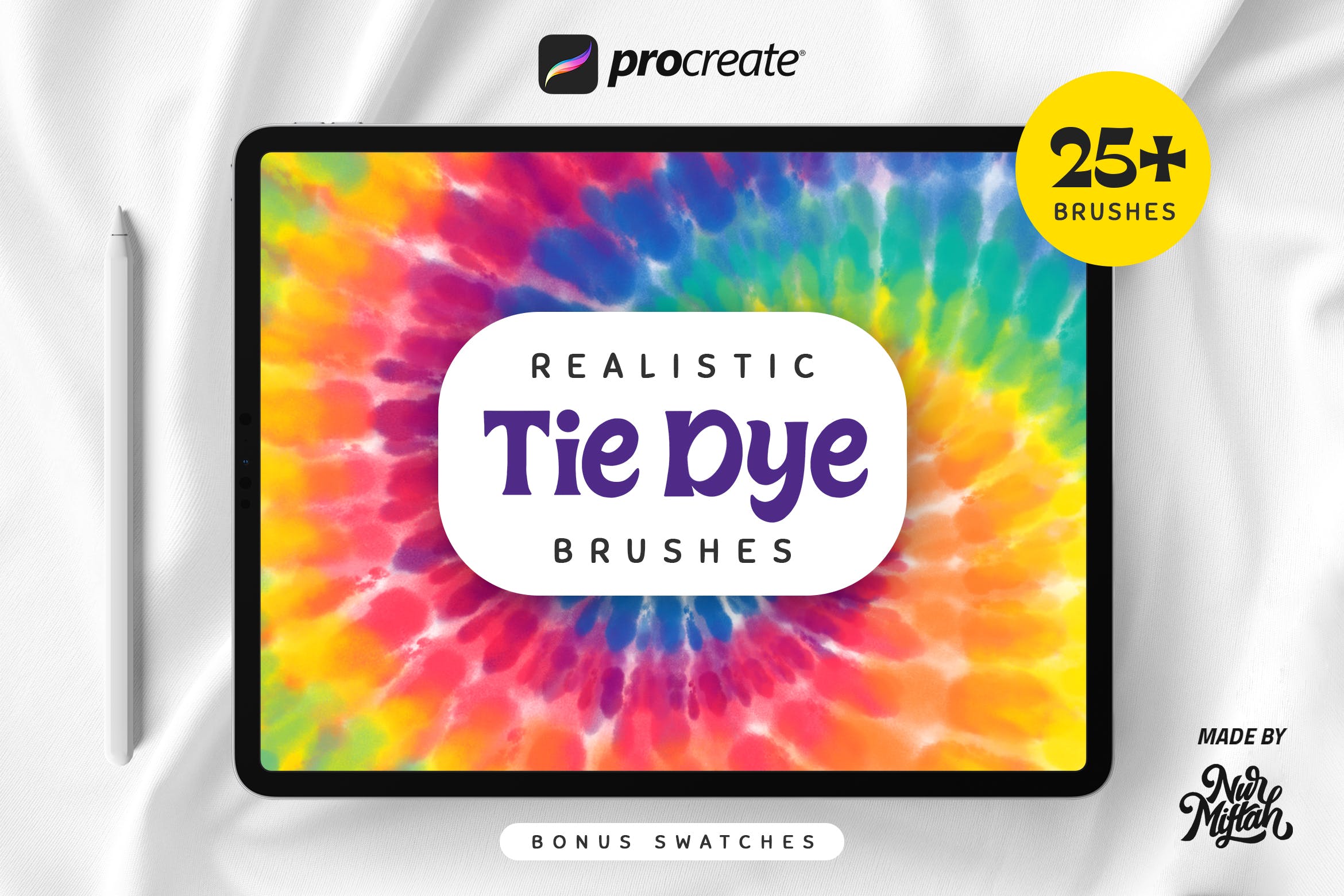 逼真的扎染Procreate笔刷 Procreate Realistic Tie Dye Brushes 笔刷资源 第1张