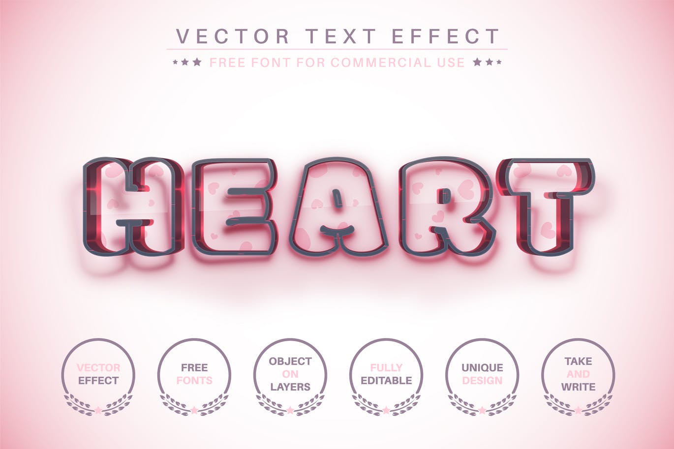 心形轮廓矢量文字效果字体样式 Heart Outline – Editable Text Effect, Font Style 插件预设 第1张