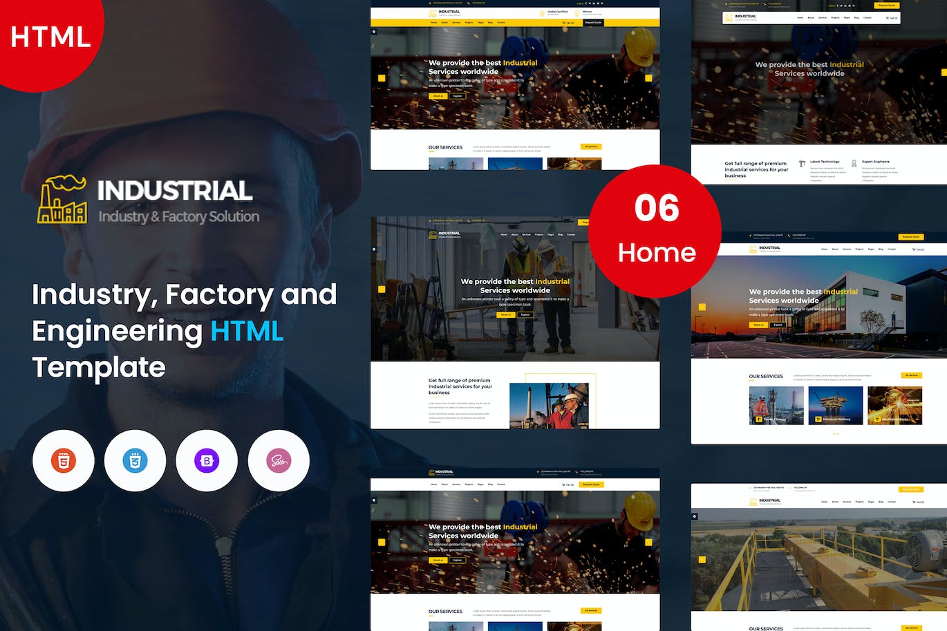 工业、工厂和工程网站模板 Industry, Factory and Engineering Template APP UI 第1张