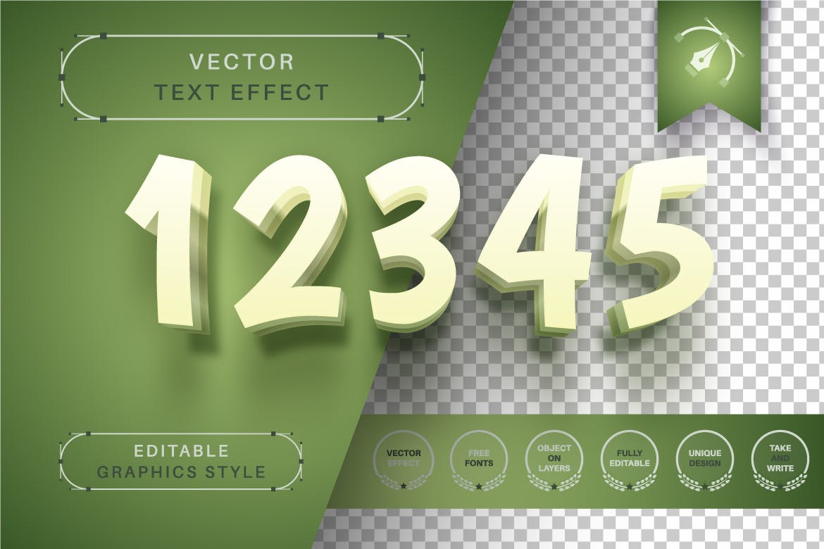 绿色分层矢量文字效果字体样式 Green Garden – Editable Text Effect, Font Style 插件预设 第2张
