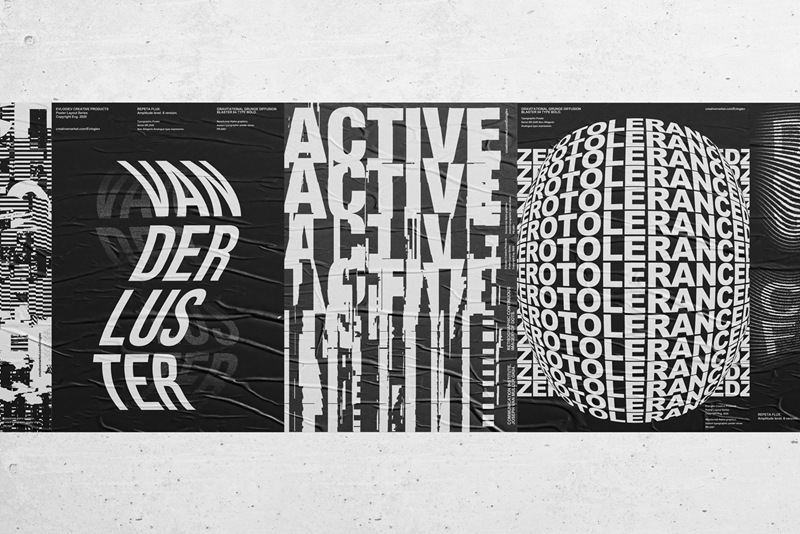 20个潮流抽象视觉海报标题特效字体设计智能贴图样机模板 Typographic Poster Layouts No.01 样机素材 第8张
