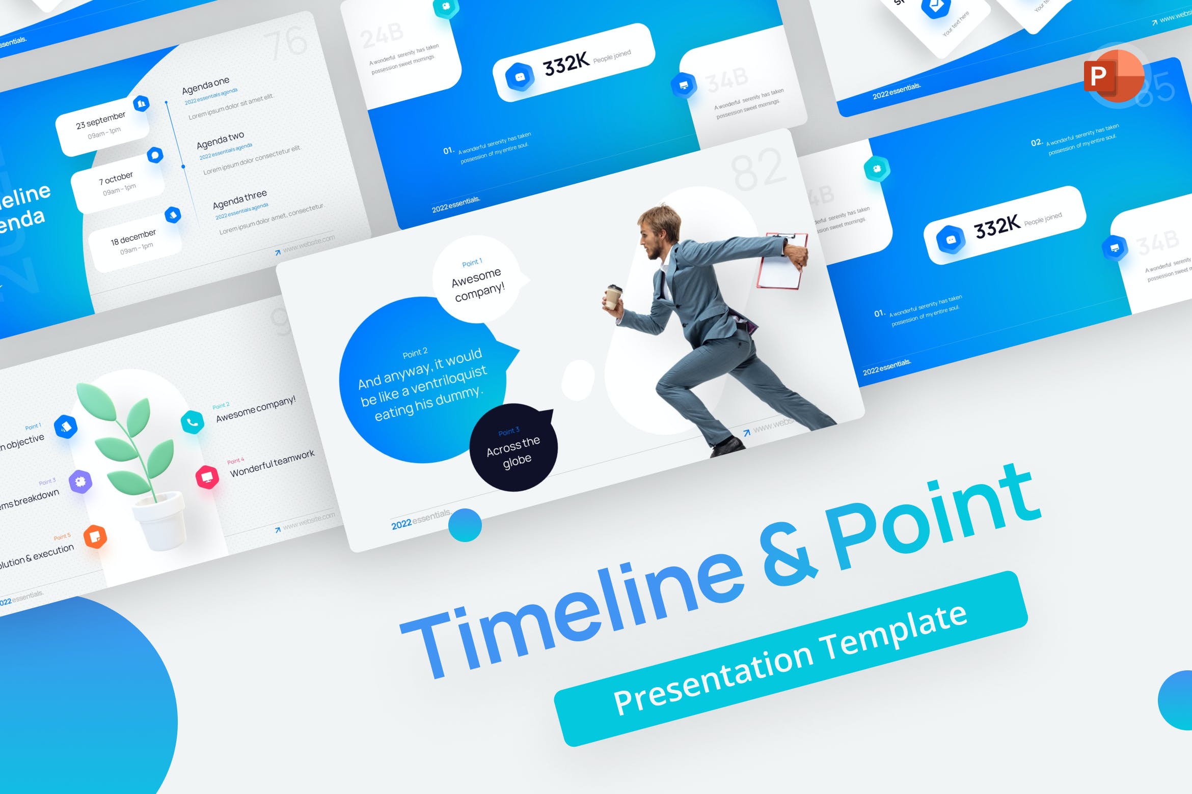 时间线PPT设计模板 Timeline & Point PowerPoint Template 幻灯图表 第1张