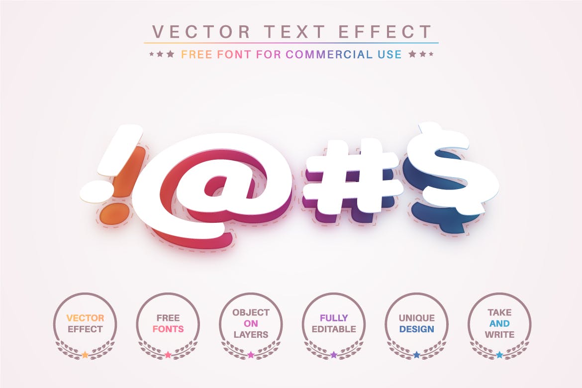 彩虹色矢量文字效果字体样式 Rainbow Color – Editable Text Effect, Font Style 插件预设 第2张