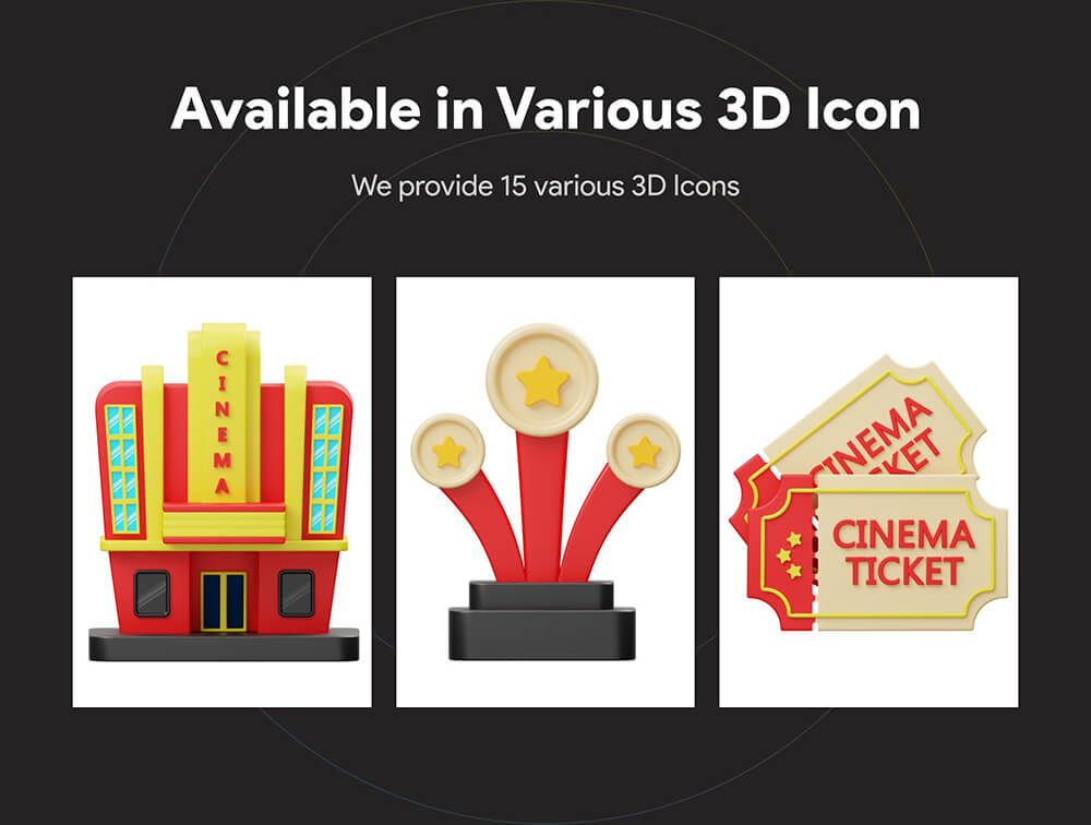 电影院和电影3D图标 图标素材 第3张