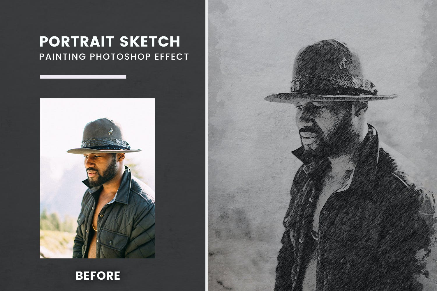 人像素描PS照片效果模板 Portrait Sketch Painting photoshop Effect 插件预设 第4张