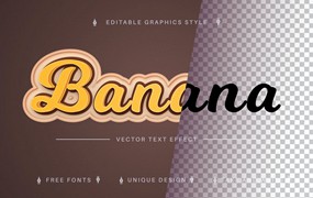 香蕉色矢量文字效果字体样式 Banana – Editable Text Effect, Font Style