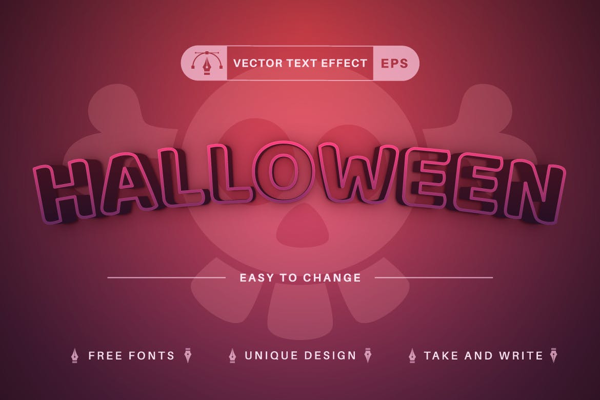 万圣节矢量文字效果字体样式 Halloween – Editable Text Effect, Font Style 插件预设 第2张