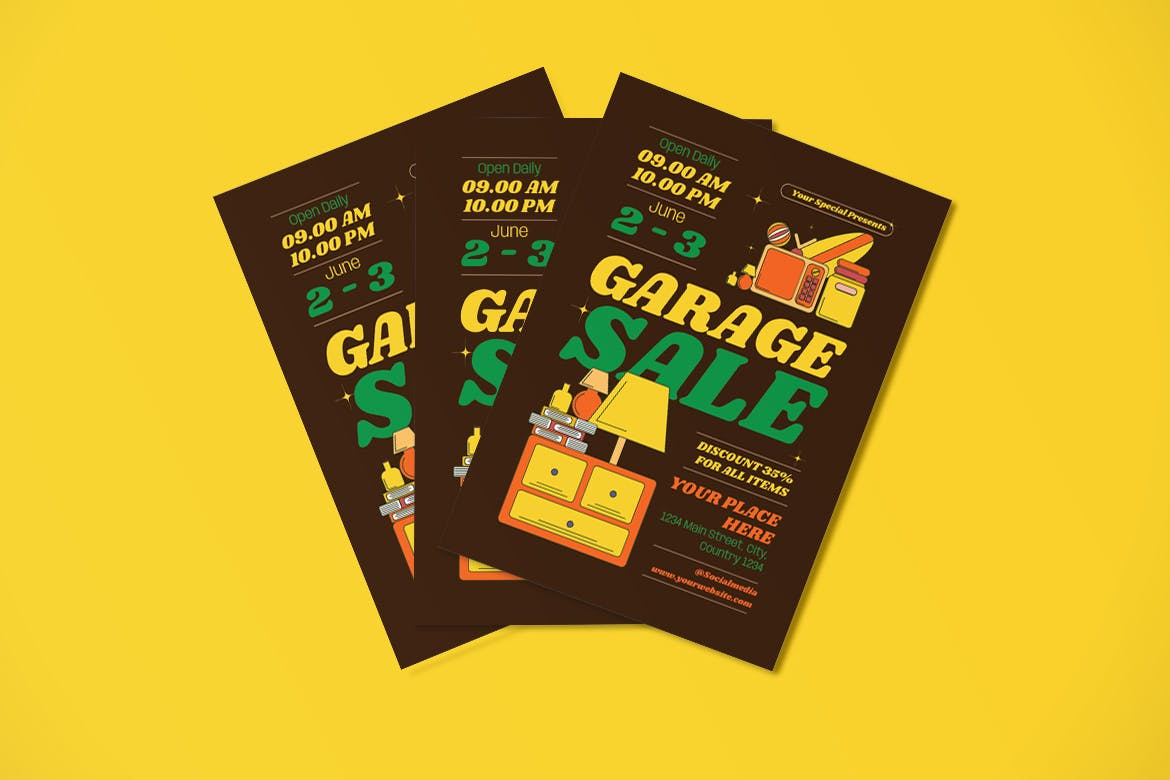旧产品出售海报模板下载 Garage Sale Flyer Set 设计素材 第2张