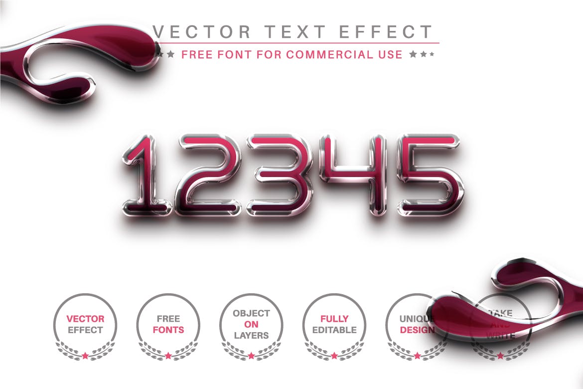 粉红金属矢量文字效果字体样式 Pink Metal – Editable Text Effect, Font Style 插件预设 第3张