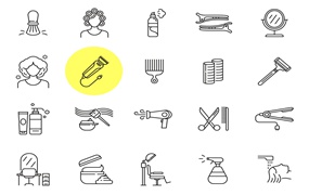 20个发型师元素AI图标 20 Hairstylist Illustrator Icons
