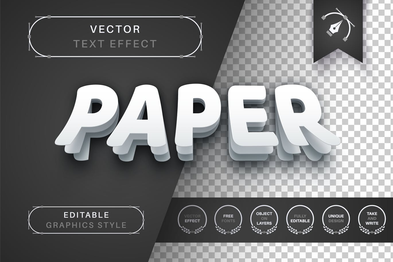 分层纸张矢量文字效果字体样式 Office Paper – Editable Text Effect, Font Style 插件预设 第1张